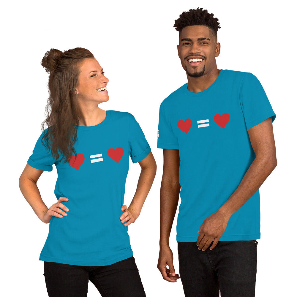 T-shirt unisex "Ogni cuore vale uguale" (18 colori)