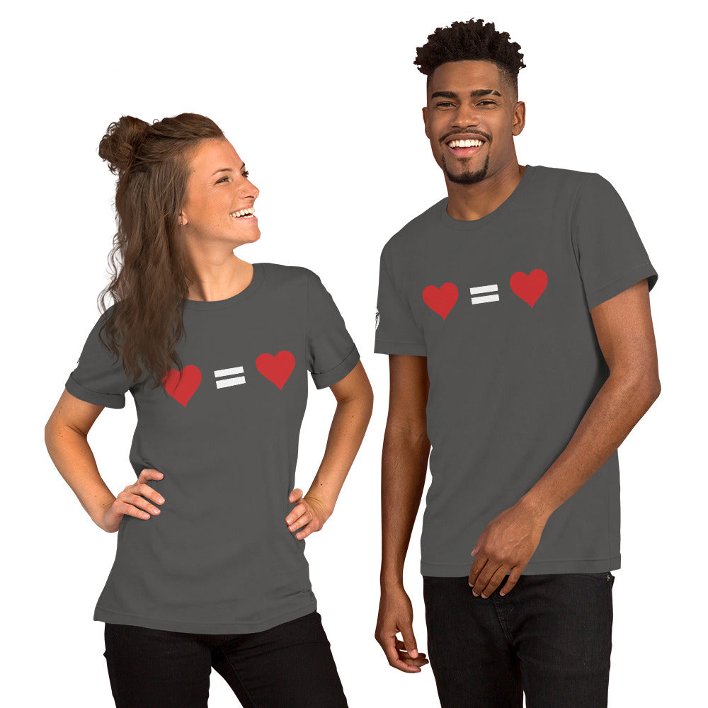 T-shirt unisex "Ogni cuore vale uguale" (18 colori)