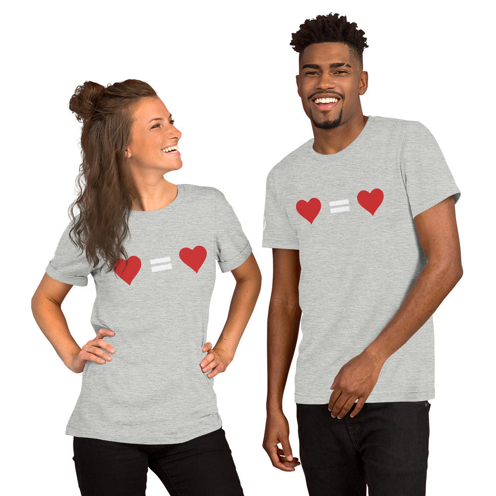 T-shirt unisex "Ogni cuore vale uguale" (18 colori)