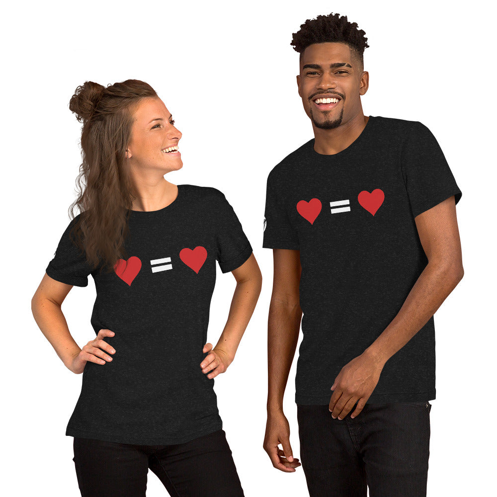 T-shirt unisex "Ogni cuore vale uguale" (18 colori)
