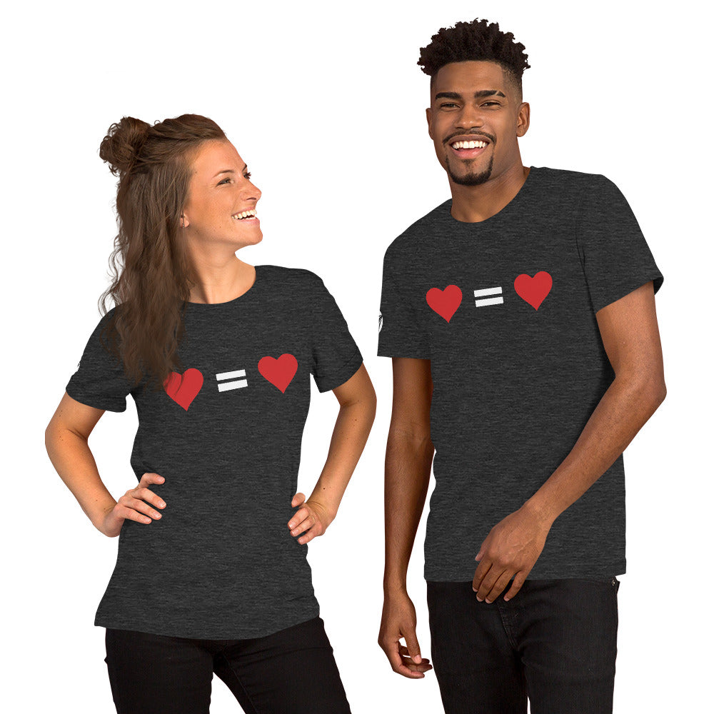 T-shirt unisex "Ogni cuore vale uguale" (18 colori)