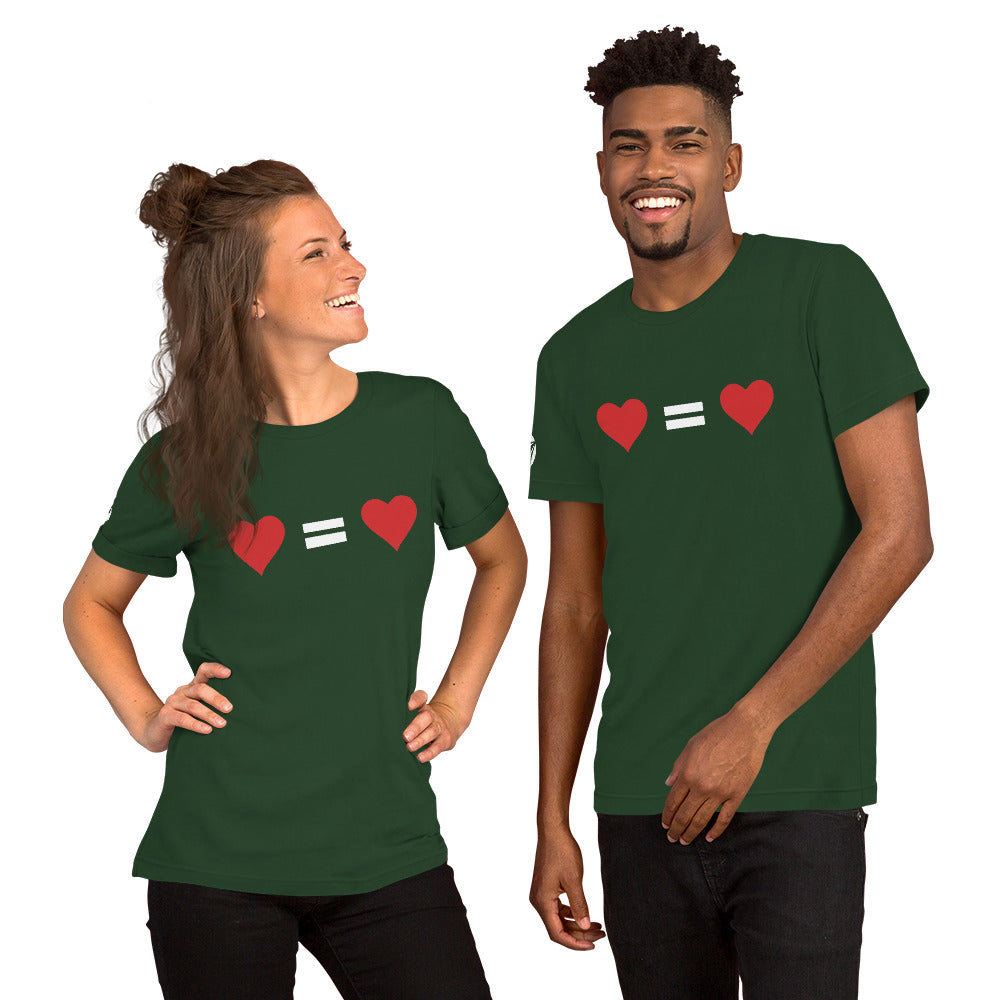 T-shirt unisex "Ogni cuore vale uguale" (18 colori)