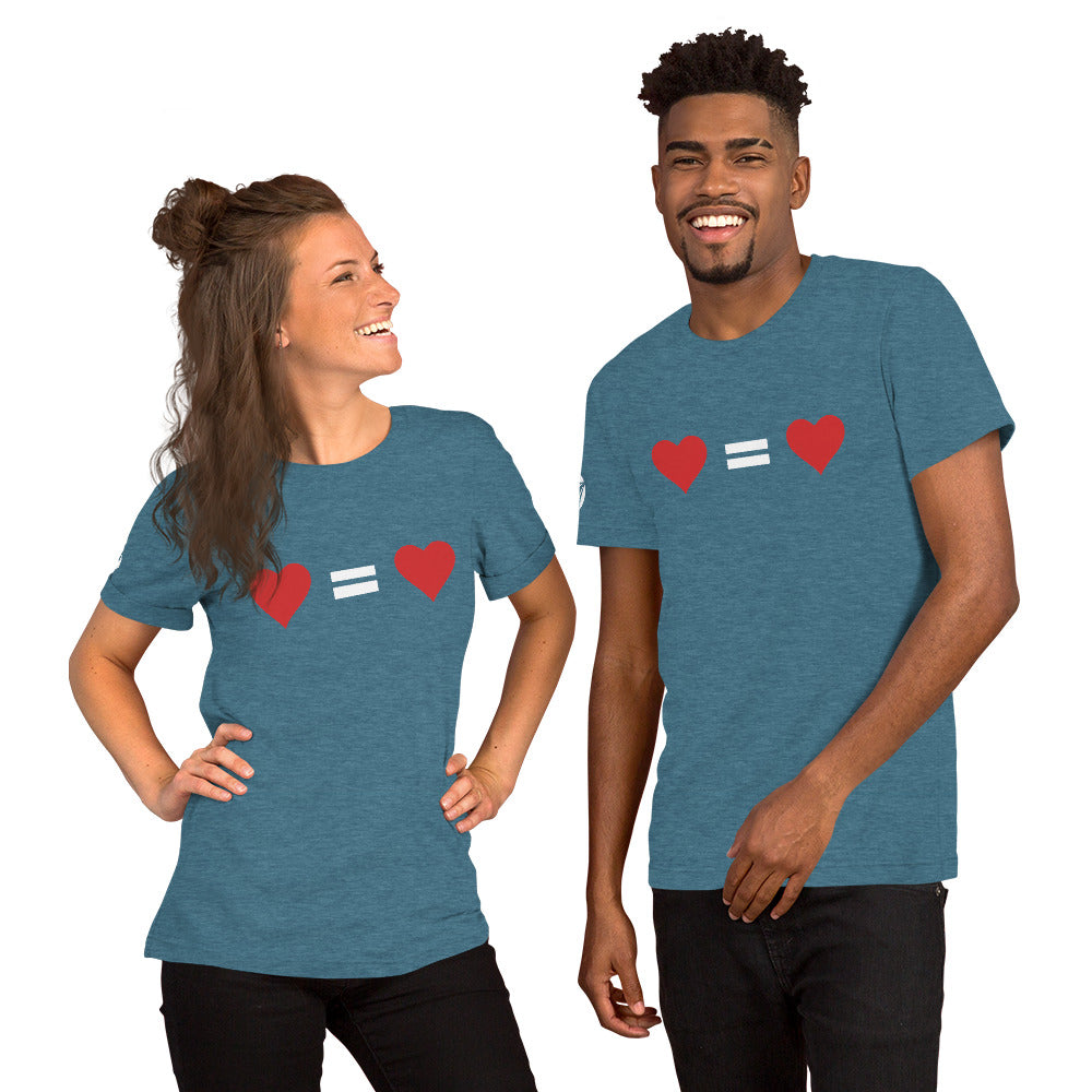 T-shirt unisex "Ogni cuore vale uguale" (18 colori)