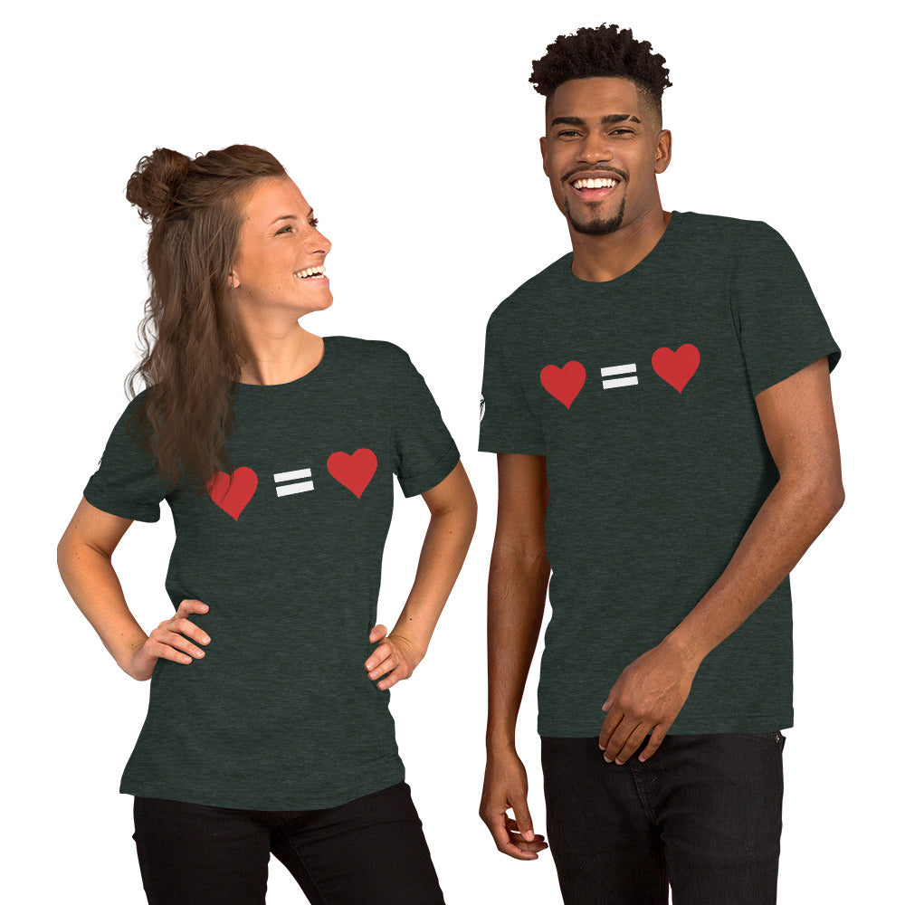 T-shirt unisex "Ogni cuore vale uguale" (18 colori)