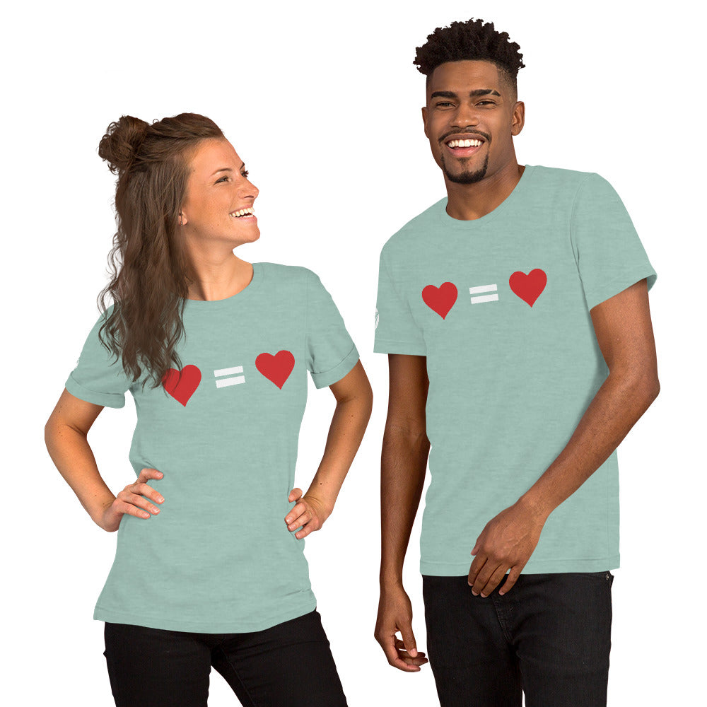 T-shirt unisex "Ogni cuore vale uguale" (18 colori)