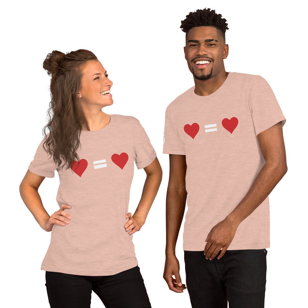 T-shirt unisex "Ogni cuore vale uguale" (18 colori)