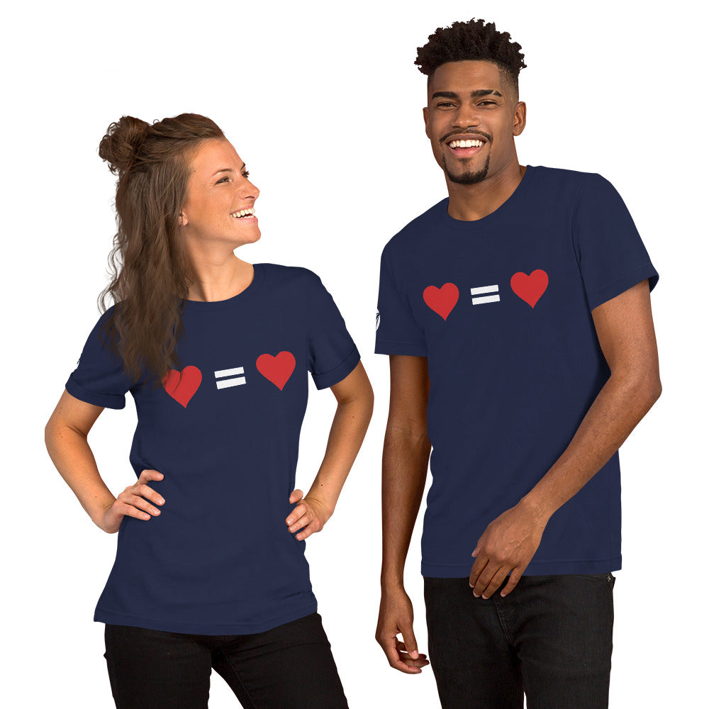 T-shirt unisex "Ogni cuore vale uguale" (18 colori)