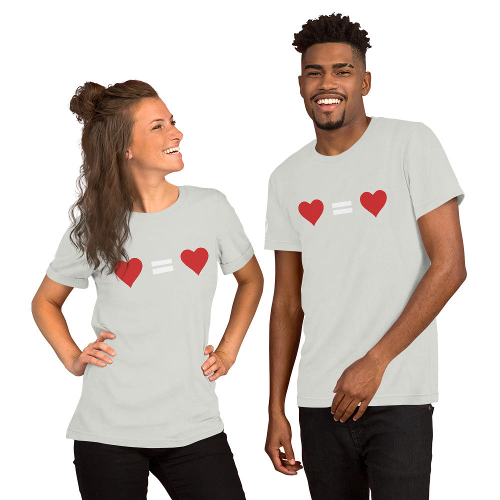 T-shirt unisex "Ogni cuore vale uguale" (18 colori)