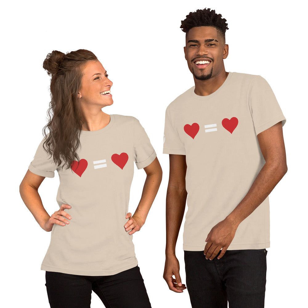 T-shirt unisex "Ogni cuore vale uguale" (18 colori)
