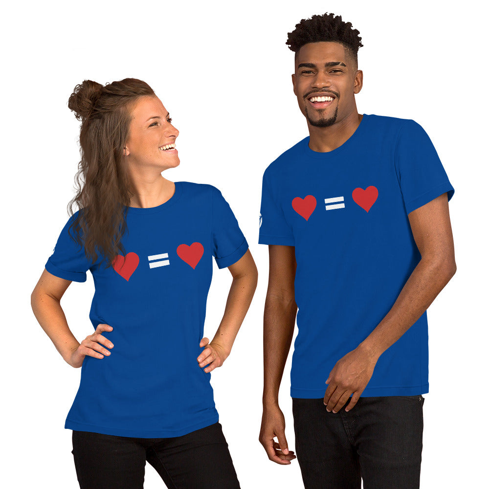 T-shirt unisex "Ogni cuore vale uguale" (18 colori)