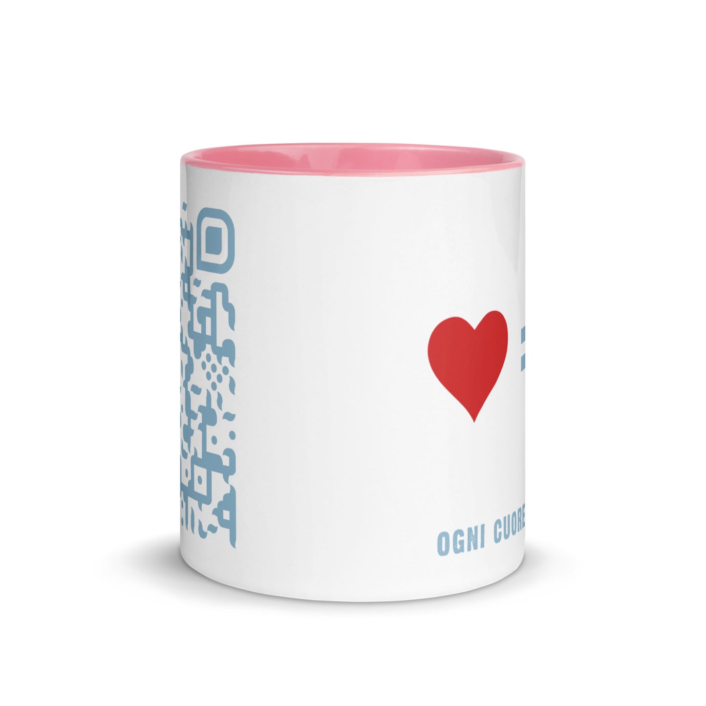 Tazza con interno colorato "Ogni cuore vale uguale" (3 colori)